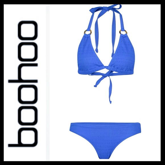 NWT Boohoo Crinkle Ring Triangle Bikini - Picture 4 of 11